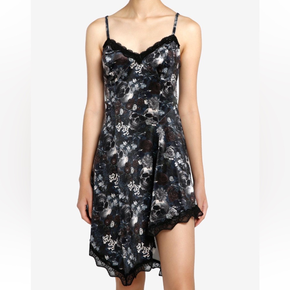 Thorn & Fable Floral Skull Asymmetrical Dress‎ Hot Topic